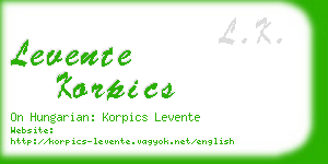 levente korpics business card